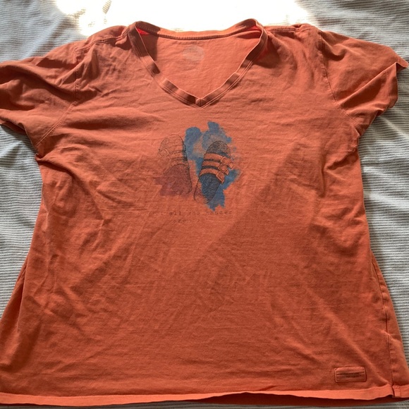Life Is Good Tops - Life is Good not all who wander are lost Sandle Orange T Shirt Womens XL